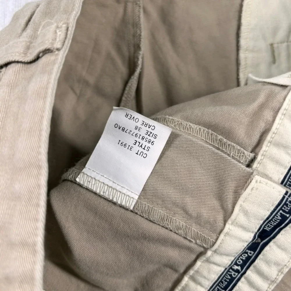 Vintage Polo Ralph Lauren Shorts Mens 38 Pleated Chino Tan Khaki Made in USA